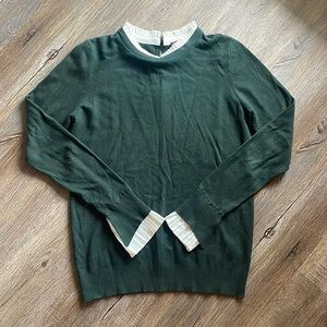 🍃 Vila Milano Green Sweater with Faux Ruffled Collar & Sleeves